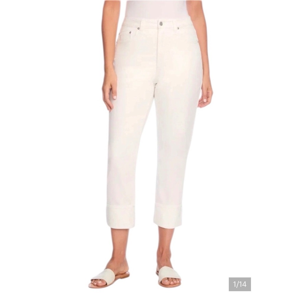 FRYE White Jeans High-Rise Cropped Straight Leg Womens 14/32 Wide Cuff Denim NWT